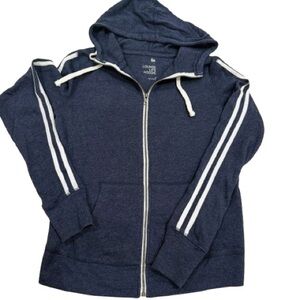 Lounge Hoodie in Navy Blue with White Stripes
